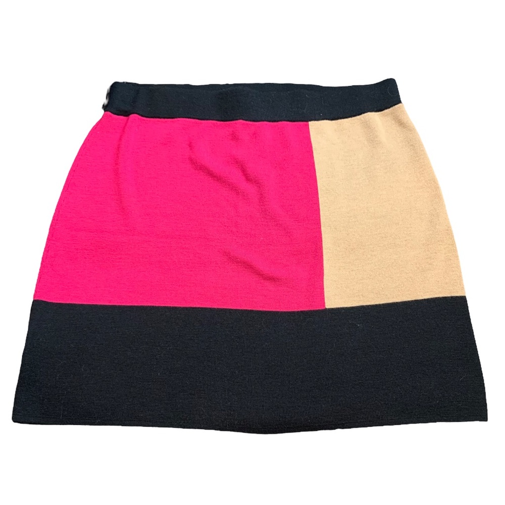 NWT Ann Taylor LOFT Color Block Geometric Hot Pink Black Tan Pencil Skirt, XL